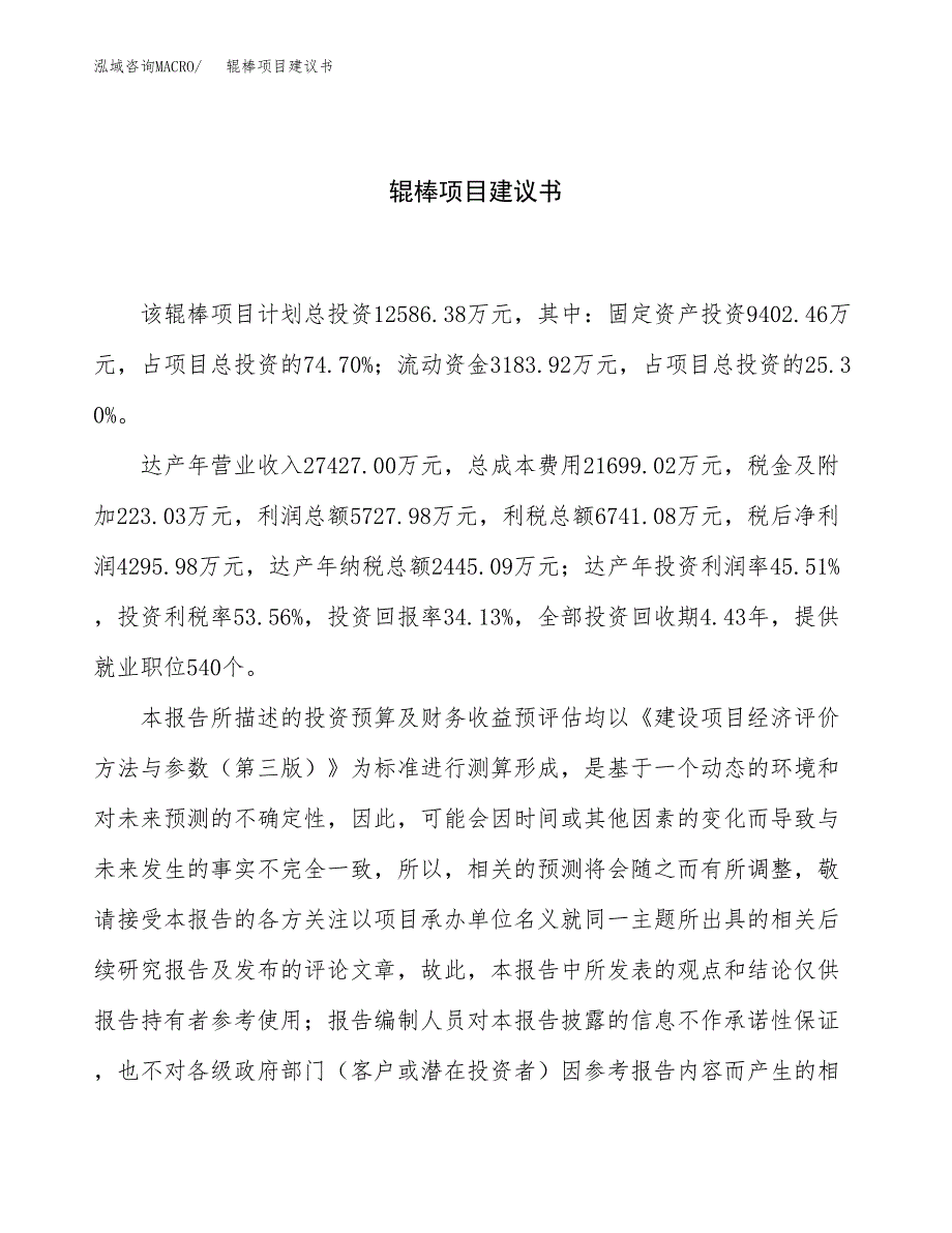 辊棒项目建议书（总投资13000万元）.docx_第1页