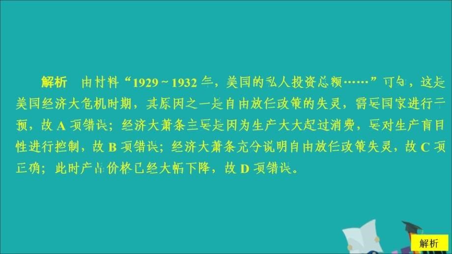 （通史版）2020年高考历史一轮复习 第五部分 第十四单元 世界现代化模式的创新与调整&mdash;&mdash;20世纪初～20世纪40年代中期 第3讲&ldquo;自由放任&rdquo;的美国经济与罗斯福新政课后作业课件 人民版_第5页