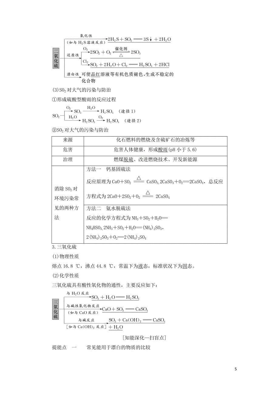 （江苏专版）2020版高考化学一轮复习 专题三 第十二讲 硫及其化合物学案（含解析）_第5页