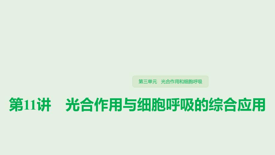 （江苏专用）2020版高考生物新导学大一轮复习 第三单元 光合作用和细胞呼吸 第11讲 光合作用与细胞呼吸的综合应用课件 苏教版_第1页