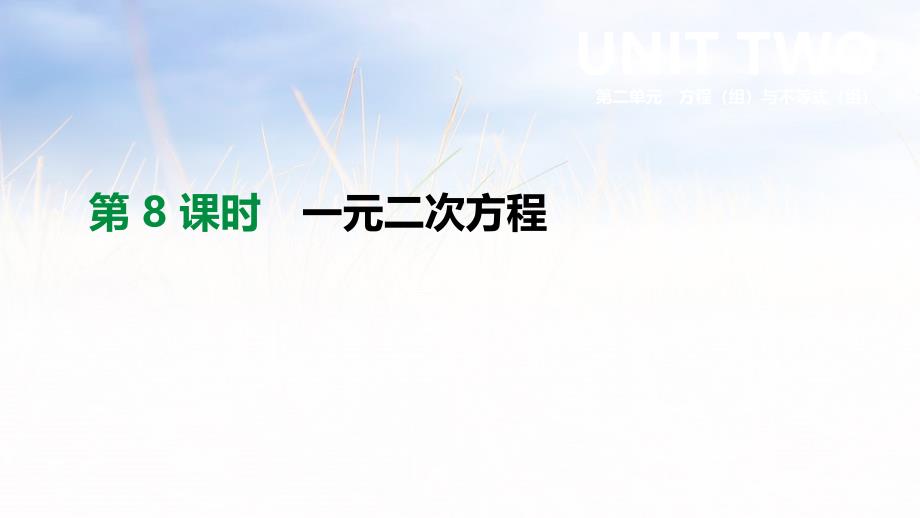 2019年中考数学二轮复习_第二章 方程（组）与不等式（组）第8课时 一元二次方程课件 （新版）苏科版_第1页