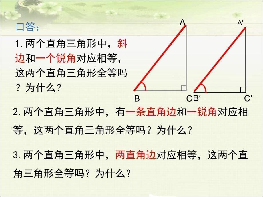 《三角形全等的判定 第4课时  “斜边、直角边”》_第5页