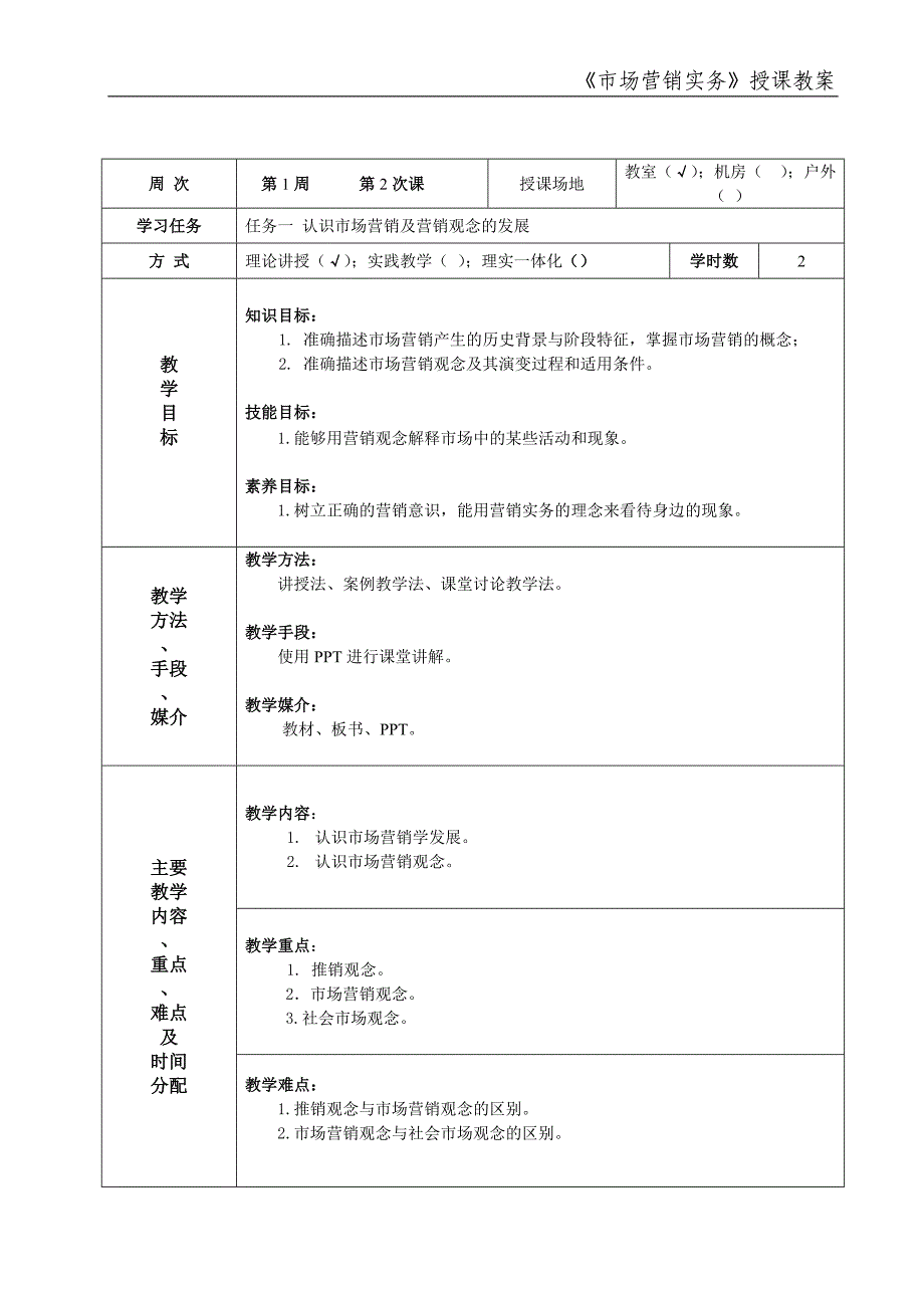 市场营销实务 简玉刚 朱凤 市场营销实务教案2013.04市场营销实务教案2_第1页