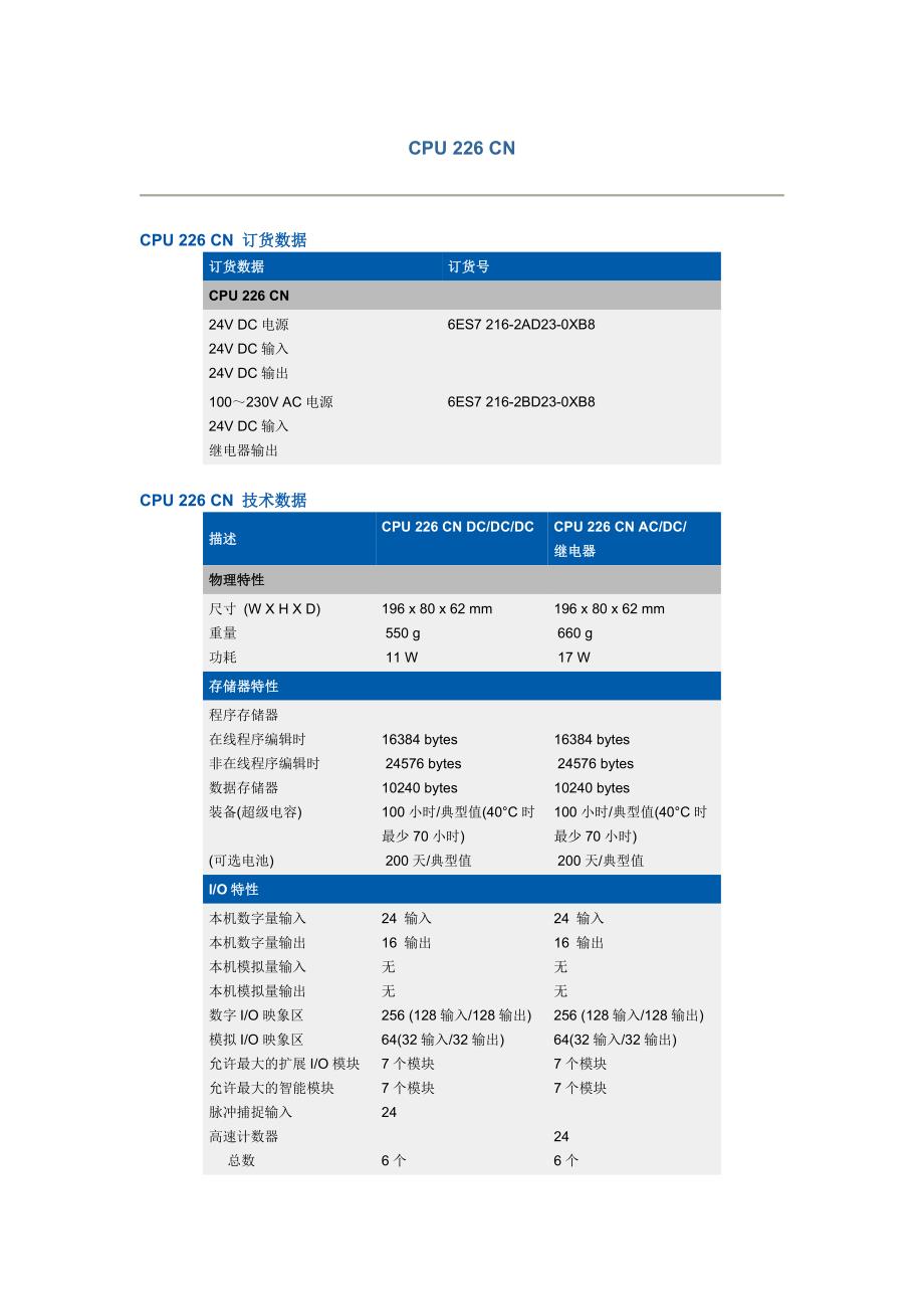 西门子-PLC-S7-CPU-226(CN)参数_第1页