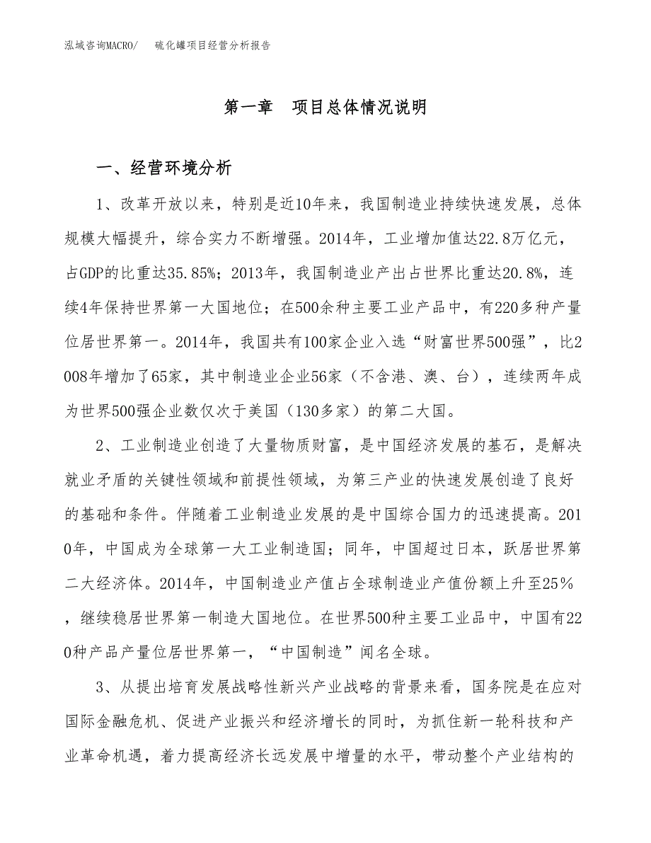 硫化罐项目经营分析报告模板_第2页