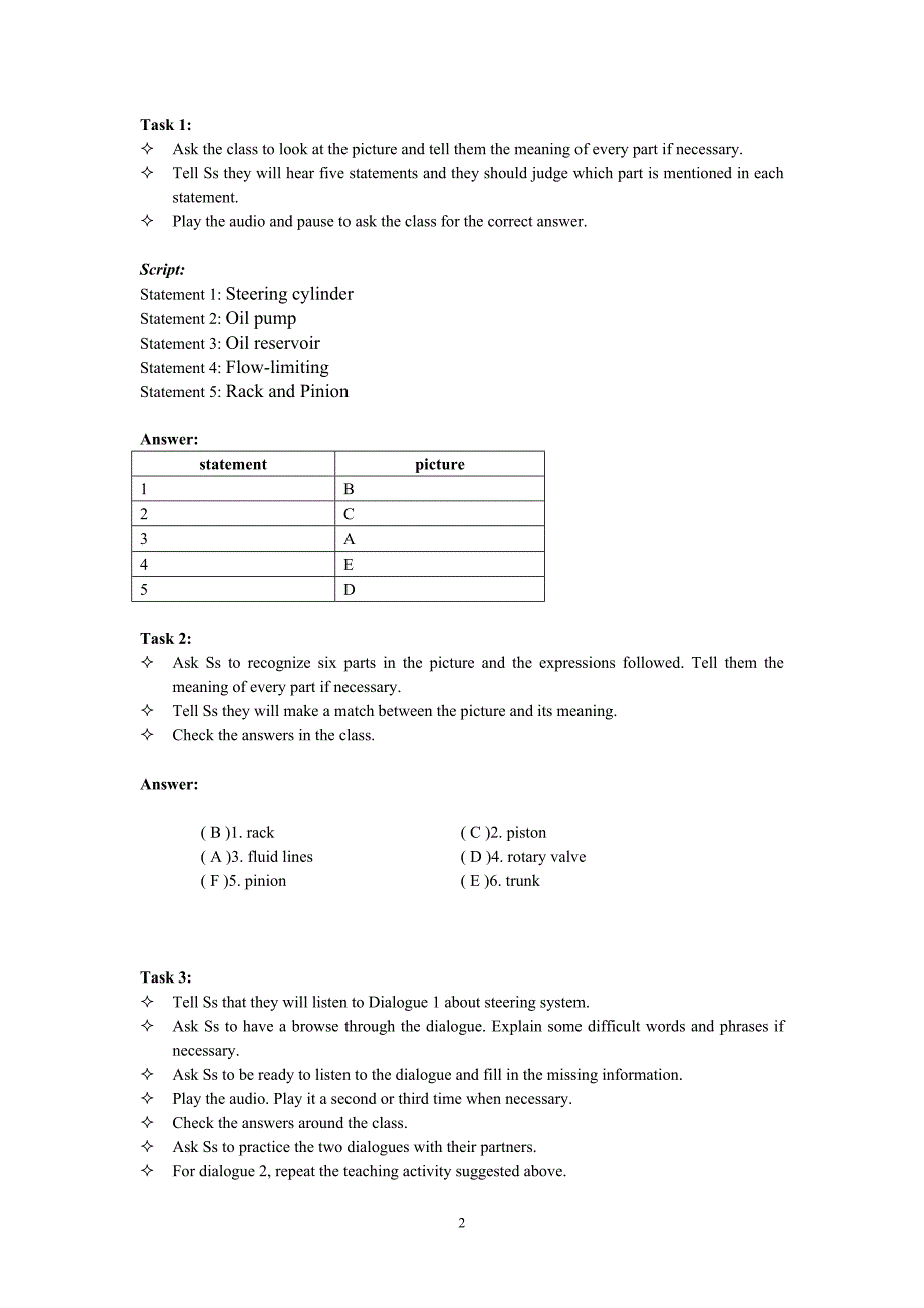 汽车英语3—汽车基本构造篇 教参UNIT 4teacher's guidebook_第2页