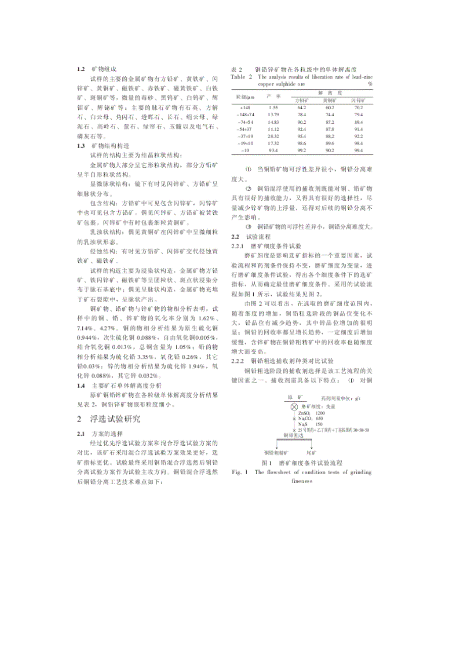 高海拔地区复杂铜铅锌多金属硫化矿浮选-试验研究及应用_第2页