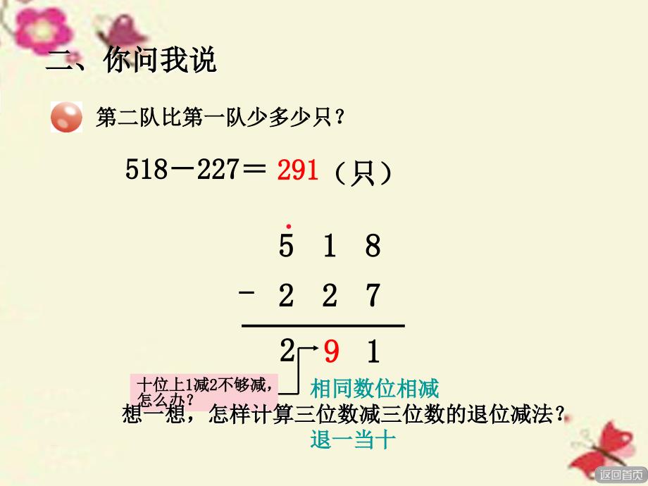 二年级数学下册_第四单元《勤劳的小蜜蜂—万以内数的加减法（一）》（三位数加减三位数）课件2 青岛版六三制_第4页