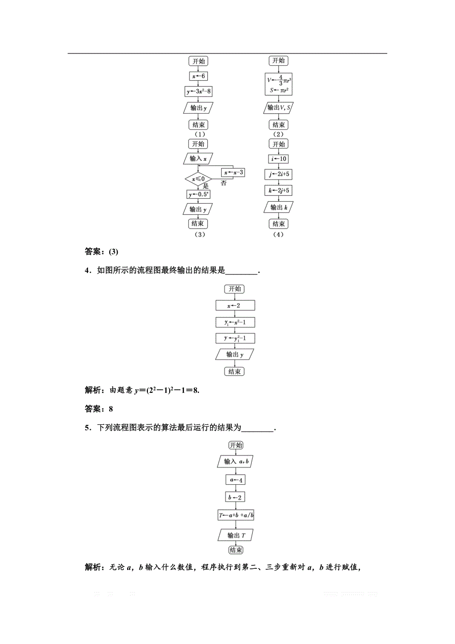 2017-2018学年高中数学苏教版必修3：课时跟踪检测（二） 顺序结构 _第3页