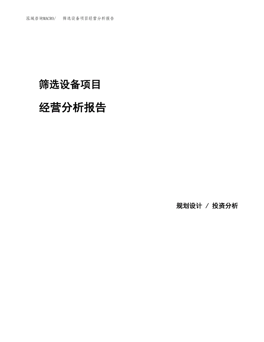 筛选设备项目经营分析报告模板_第1页