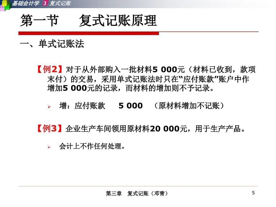 基础会计学第二版课件答案 刘尚林PPT第三章复式记账_第5页