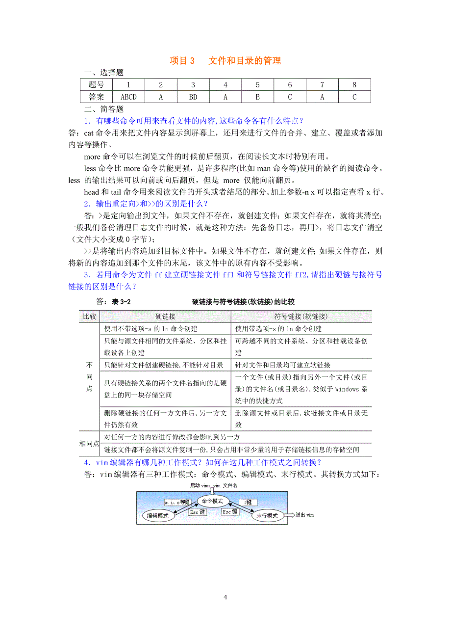 Linux网络操作系统配置与管理 高职网络专业 夏笠芹Linux网络操作系统配置与管理 教材习题参考答案_第4页