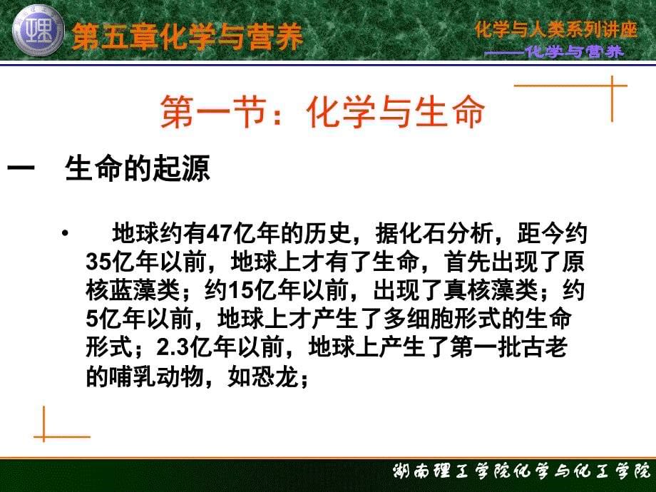 化学与人类生活 教学课件 ppt 作者 柳一鸣 主编 第五章 化学与营养第一节 化学与生命_第5页