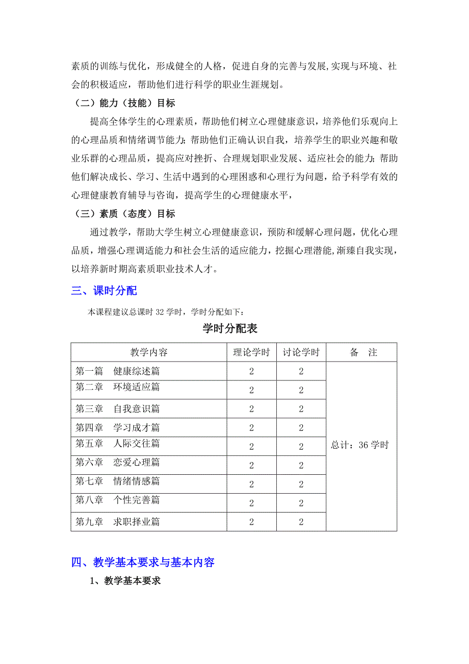 新编大学生心理健康 第六版 新编大学生心理健康 第六版 教学大纲_第2页