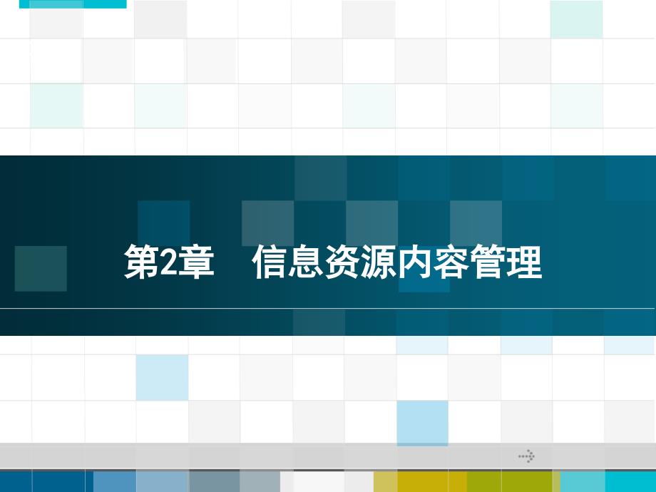 信息资源管理 本科信管专业 王学颖第2章 信息资源内容管理_第1页