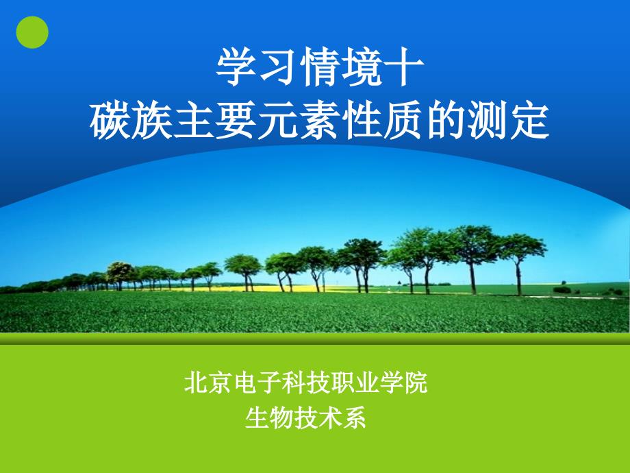 化学 教学课件 ppt 作者 王利明 陈红梅 李双石 主编10碳族主要元素性质的测定_第1页