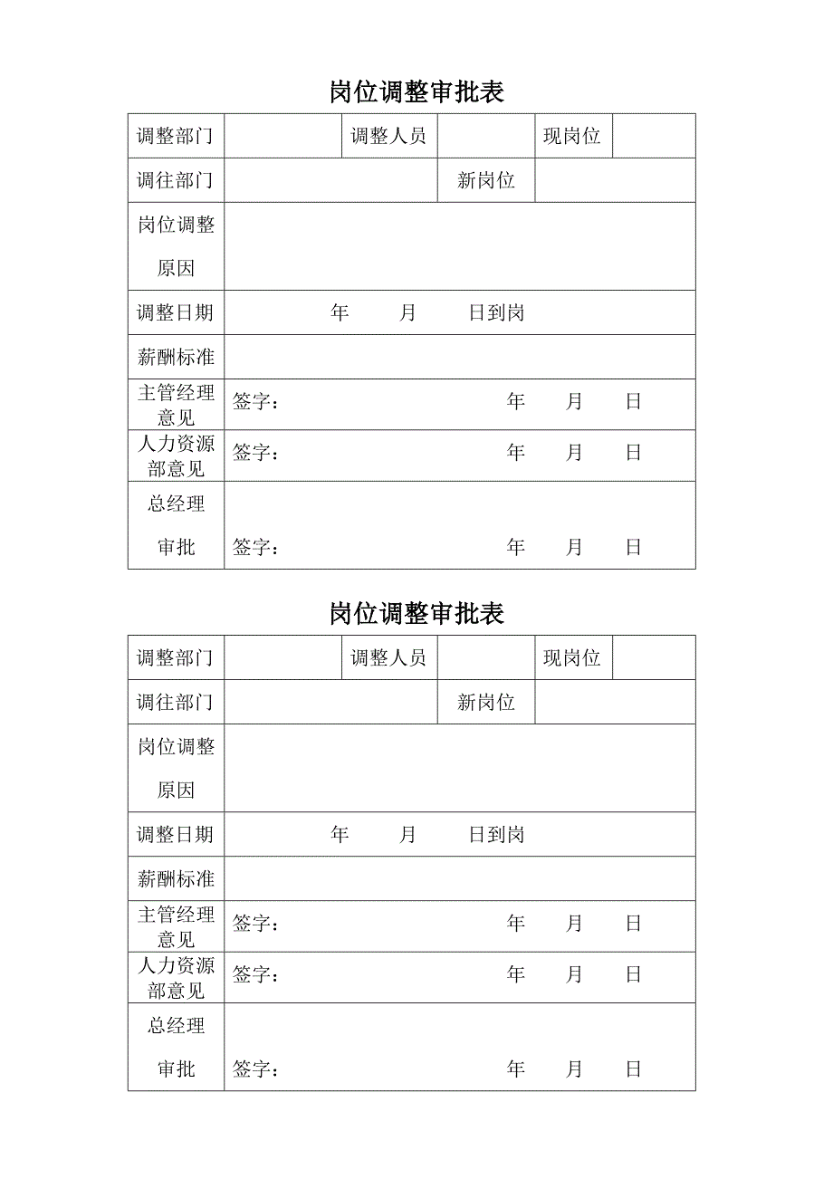 岗位调整申请表_第1页