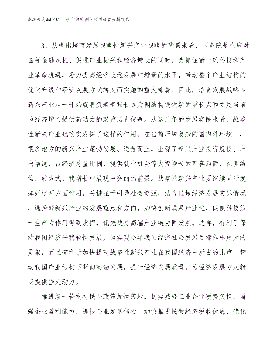 硫化氢检测仪项目经营分析报告模板_第3页