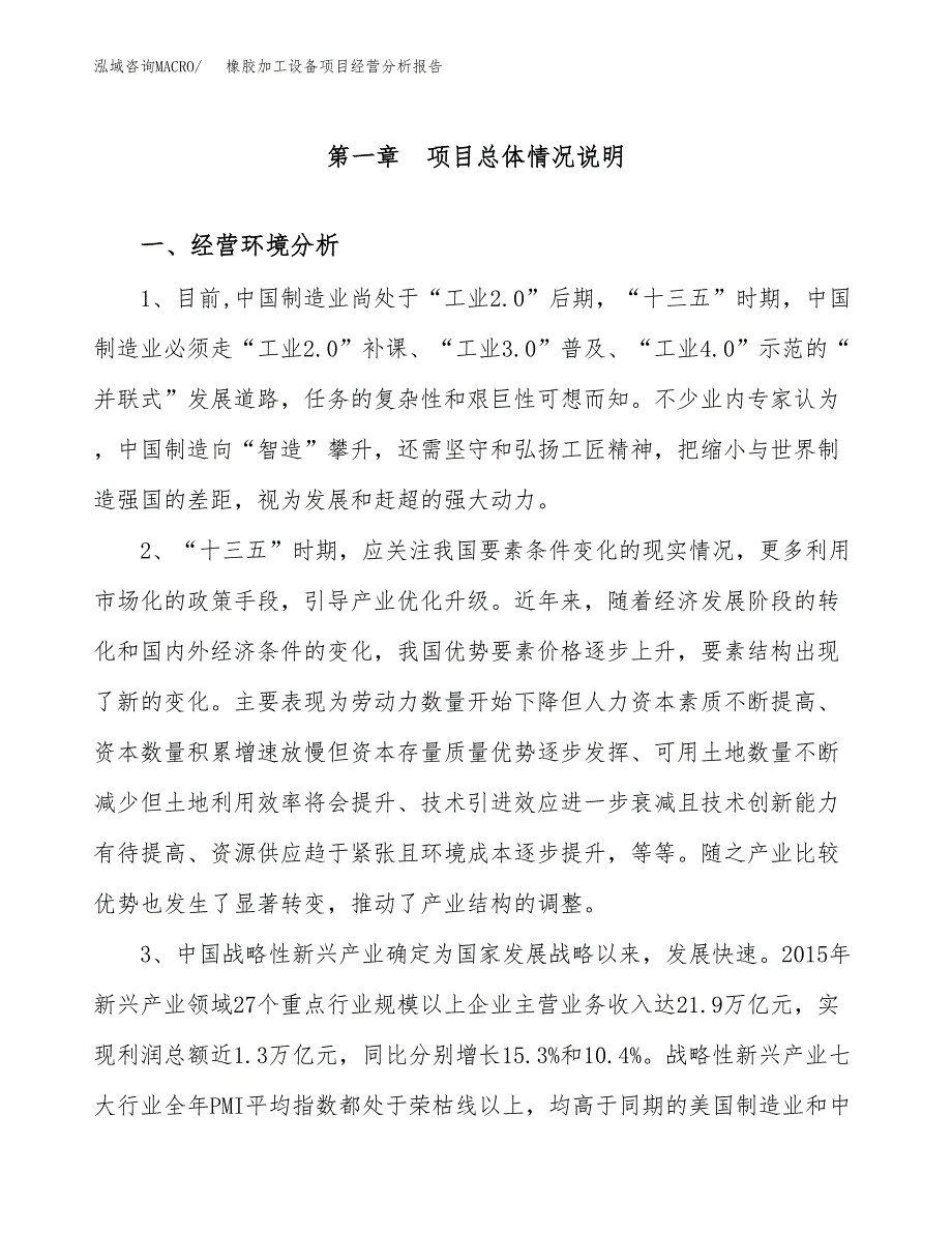 橡胶加工设备项目经营分析报告模板_第2页