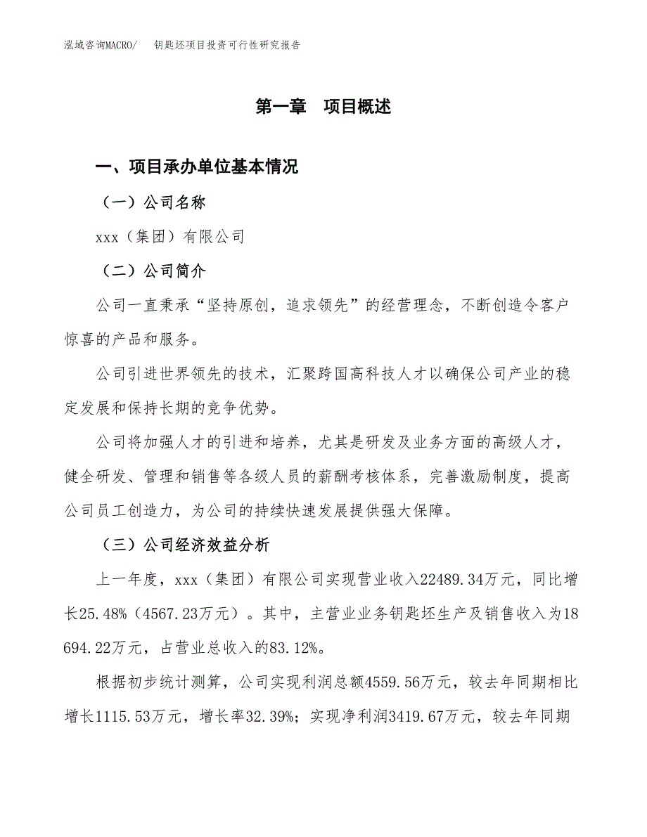 钥匙坯项目投资可行性研究报告（项目申请）_第3页