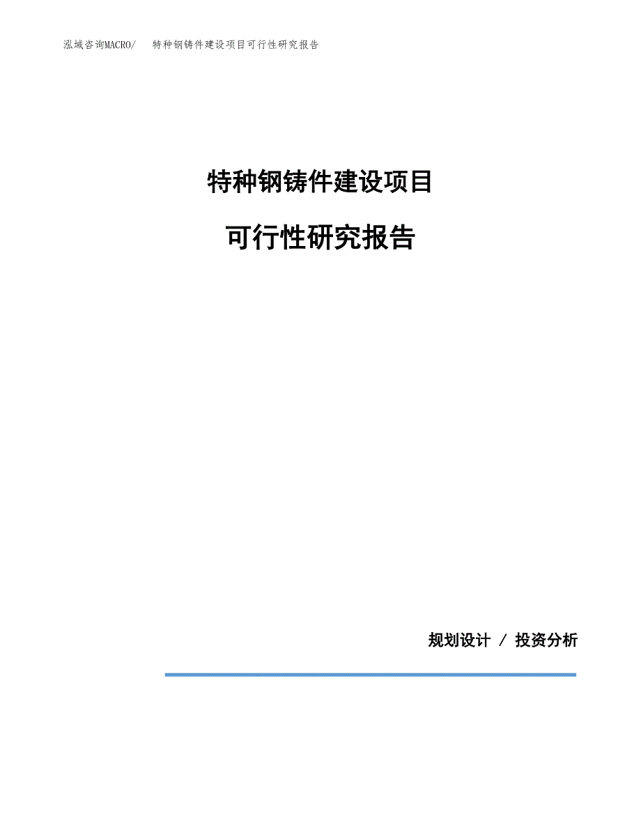 特种钢铸件建设项目可行性研究报告(投资申请).docx_第1页