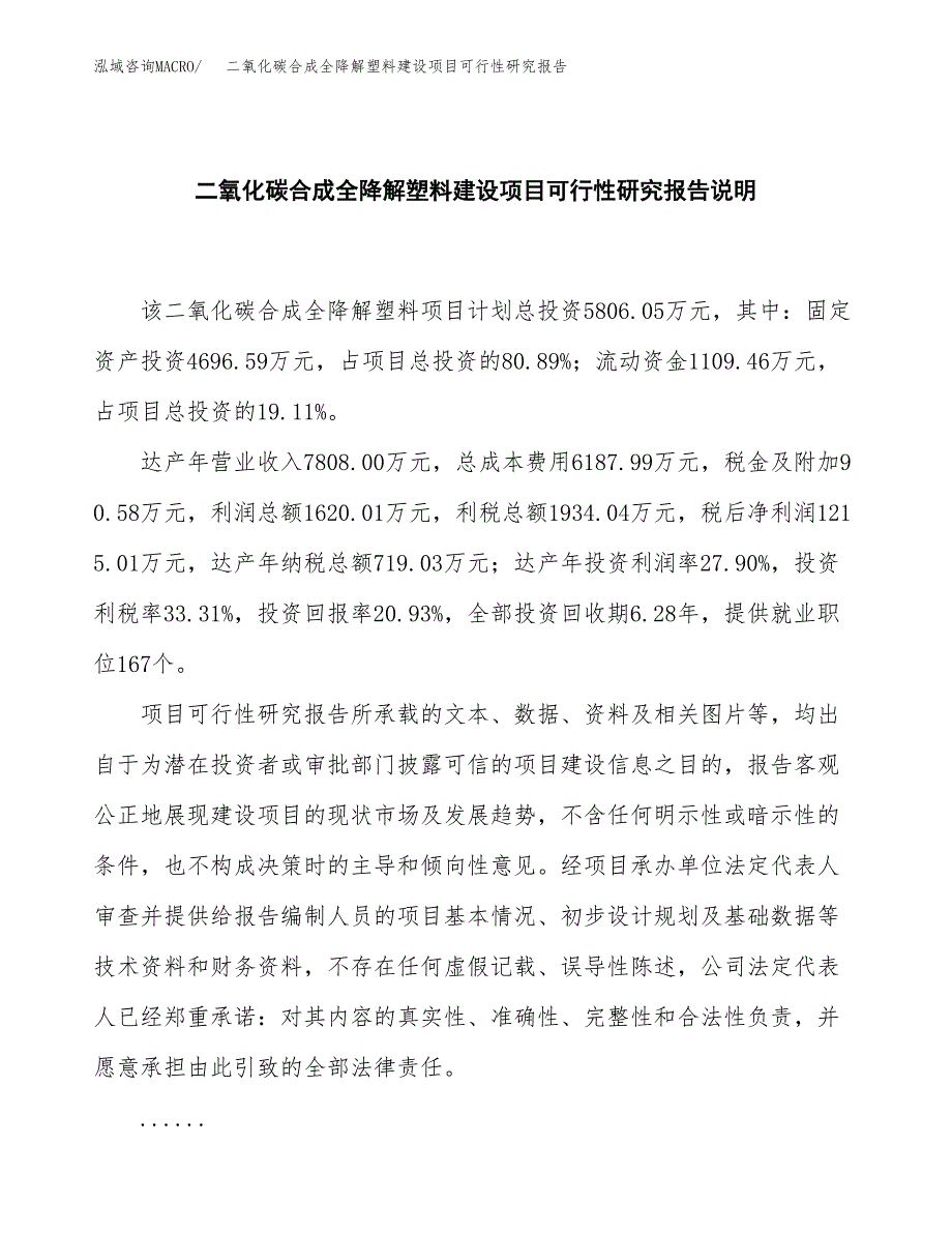 二氧化碳合成全降解塑料建设项目可行性研究报告(投资申请).docx_第2页