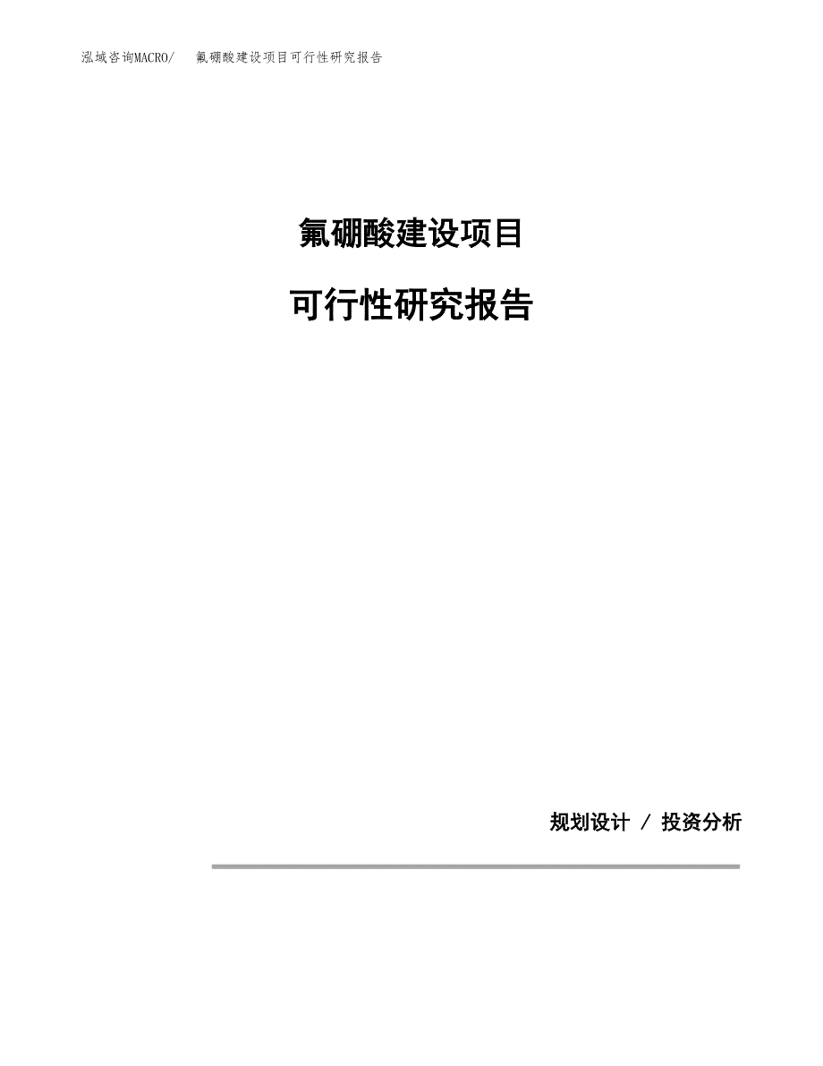 氟硼酸建设项目可行性研究报告(投资申请).docx_第1页