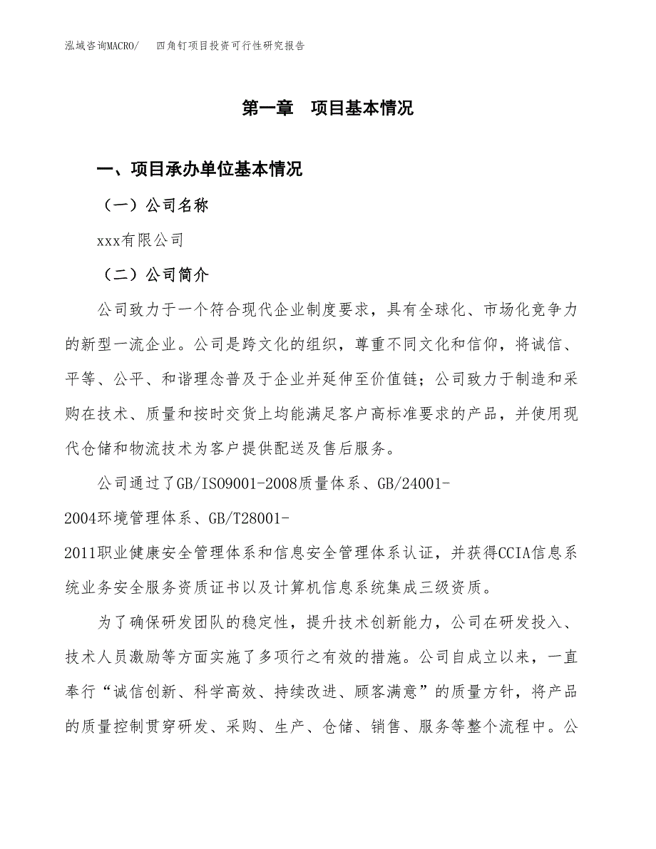 四角钉项目投资可行性研究报告（项目申请）_第3页