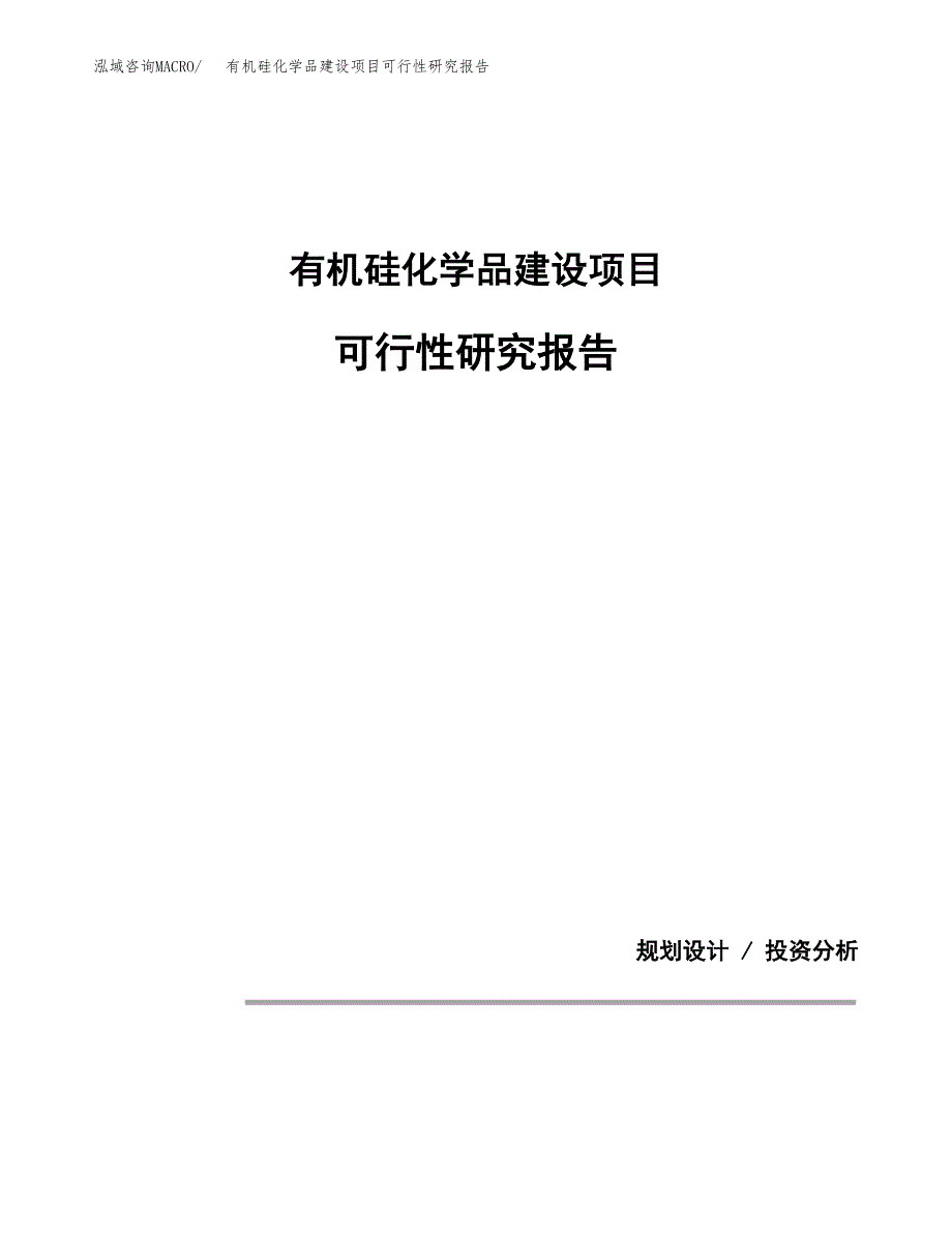 有机硅化学品建设项目可行性研究报告(投资申请).docx_第1页