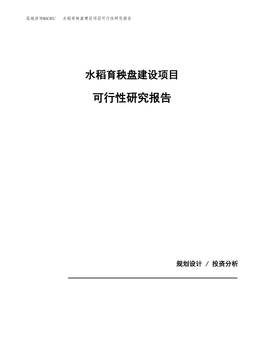 水稻育秧盘建设项目可行性研究报告(投资申请).docx_第1页