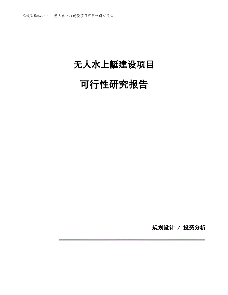 无人水上艇建设项目可行性研究报告(投资申请).docx_第1页