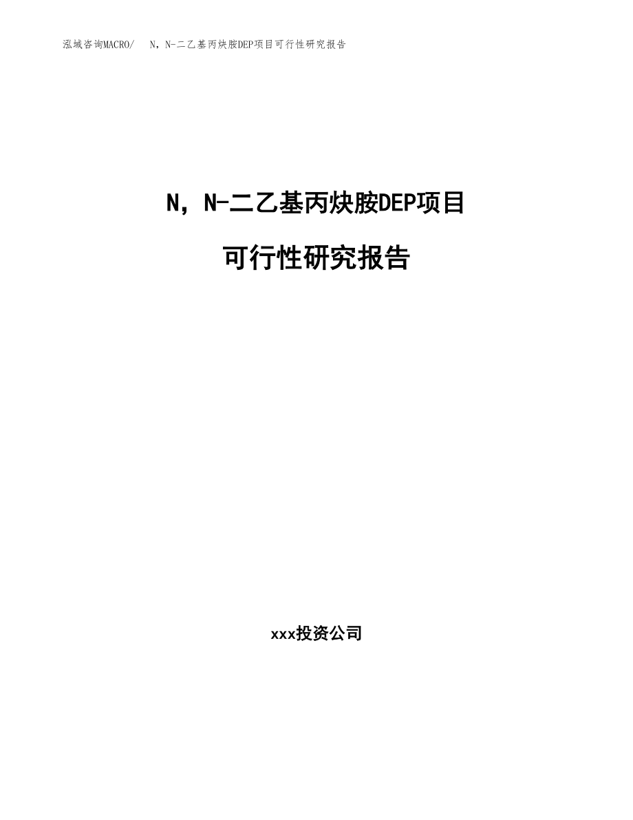 N，N-二乙基丙炔胺DEP项目可行性研究报告（总投资19000万元）.docx_第1页