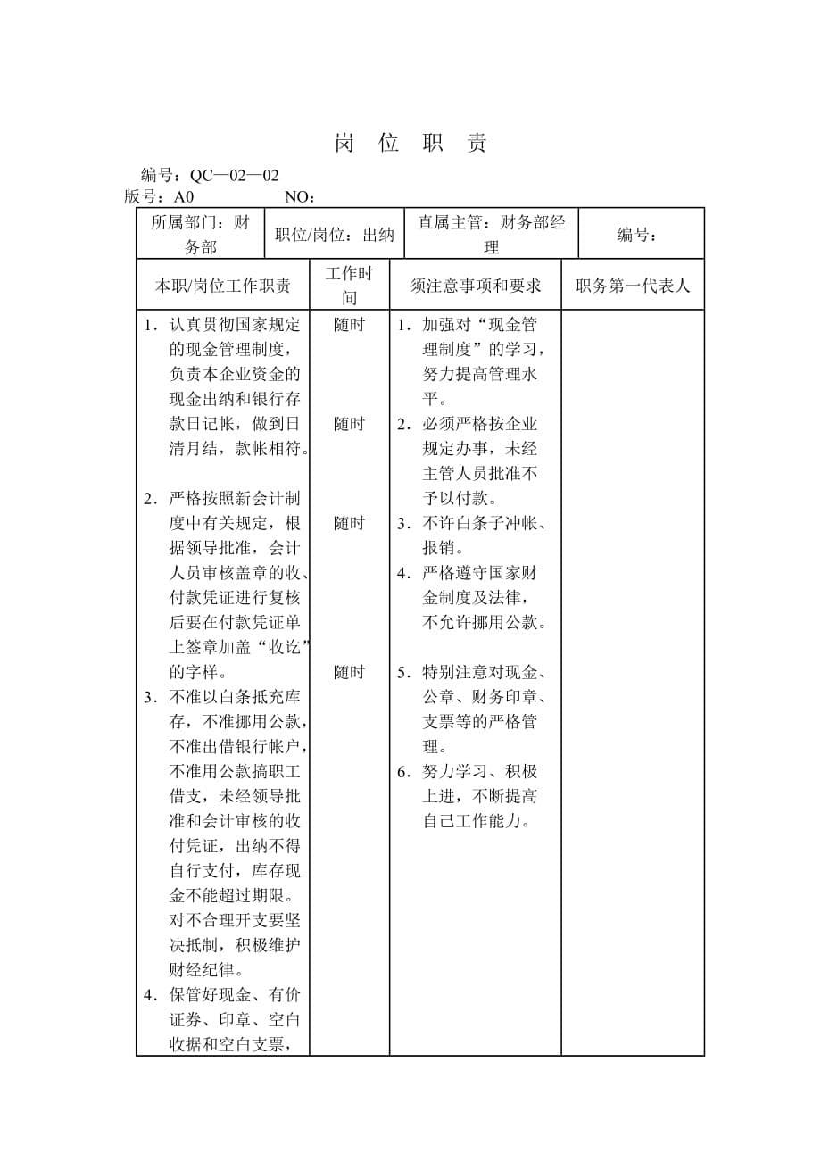 财务部某某年度部门目标管理表_第5页