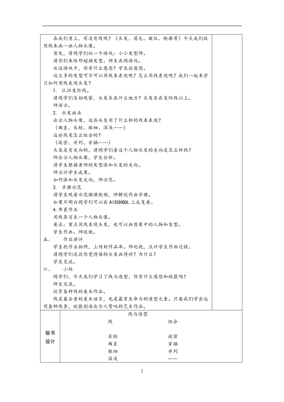 六年级上册美术教案  －第4课《线与造型》 人教新课标（ 2014秋）_第2页