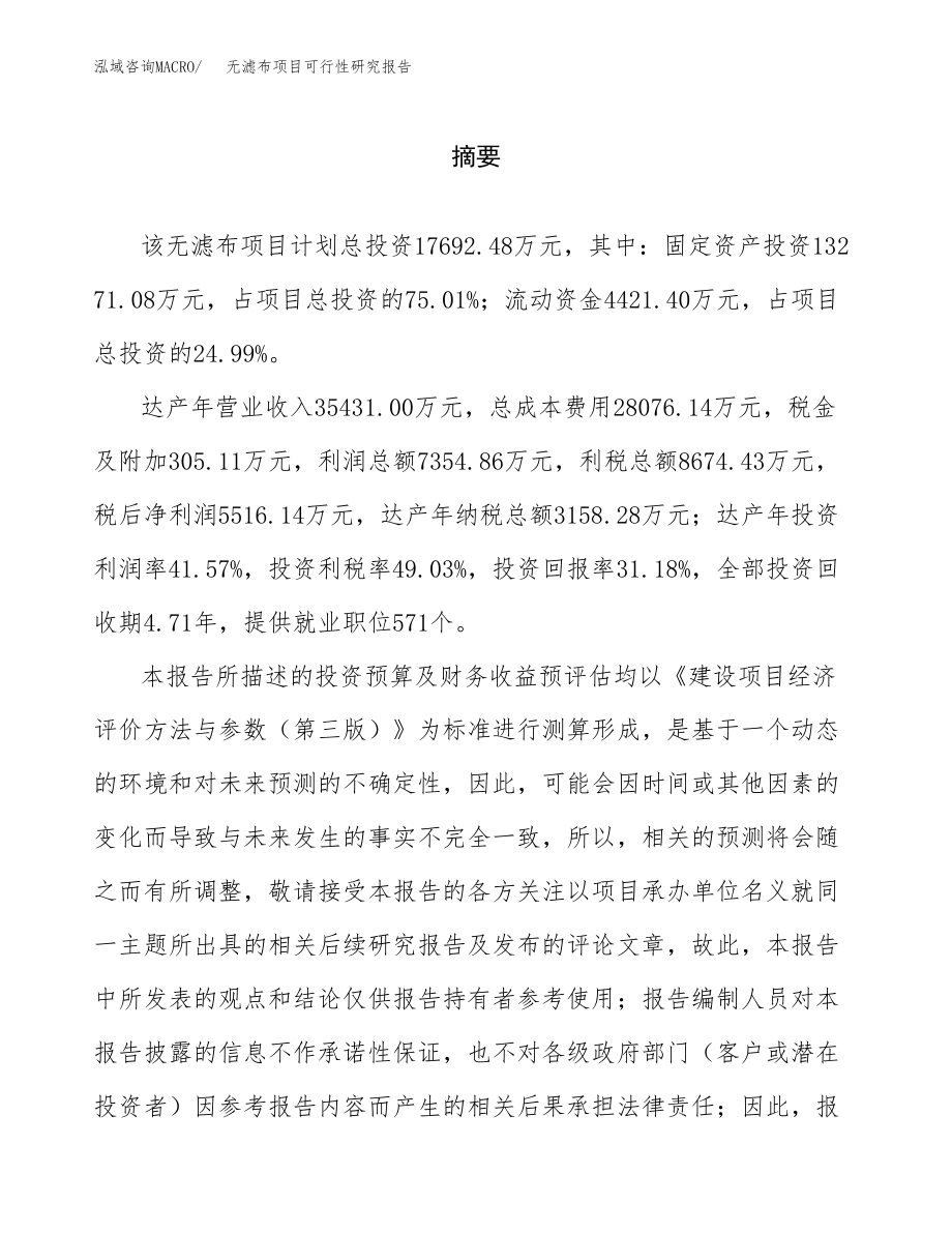 无滤布项目可行性研究报告范文（总投资18000万元）.docx_第2页