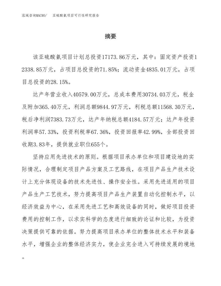 亚硫酸氨项目可行性研究报告范文（总投资17000万元）.docx_第2页