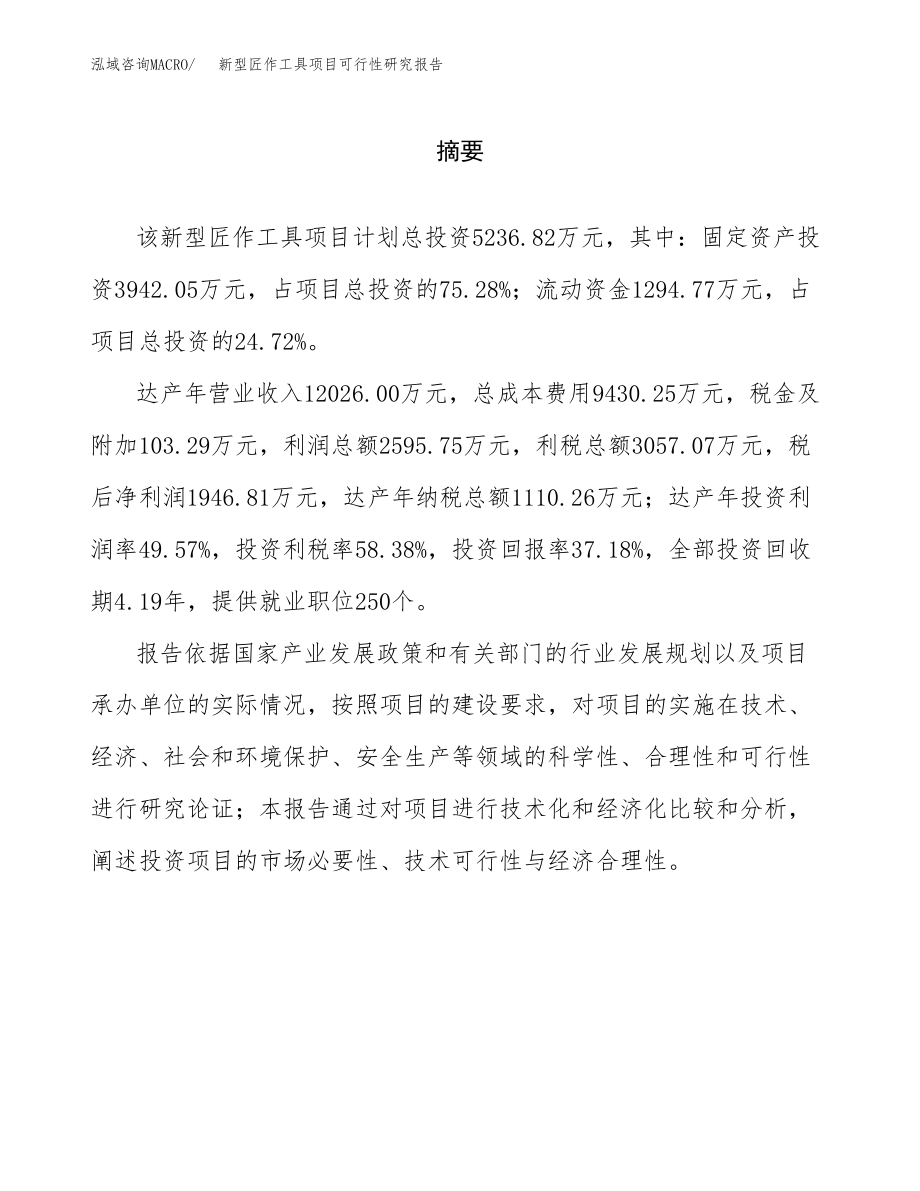 新型匠作工具项目可行性研究报告范文（总投资5000万元）.docx_第2页