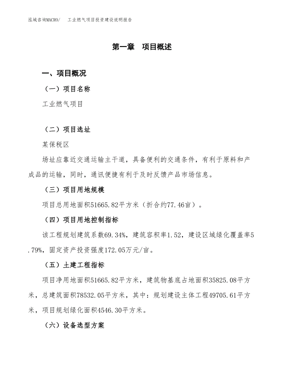 工业燃气项目投资建设说明报告.docx_第1页