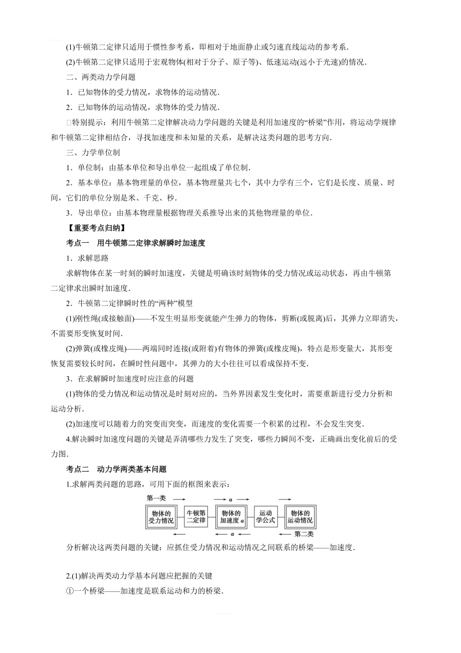 2020年高考物理一轮复习考点归纳：专题（03）牛顿运动定律（含答案）_第3页