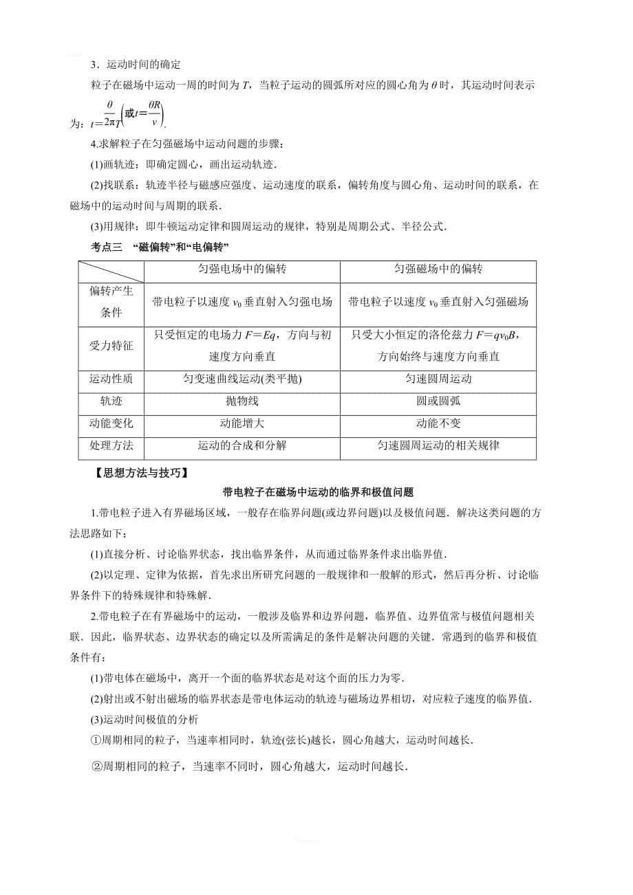 2020年高考物理一轮复习考点归纳：专题（09）磁场（含答案）_第5页