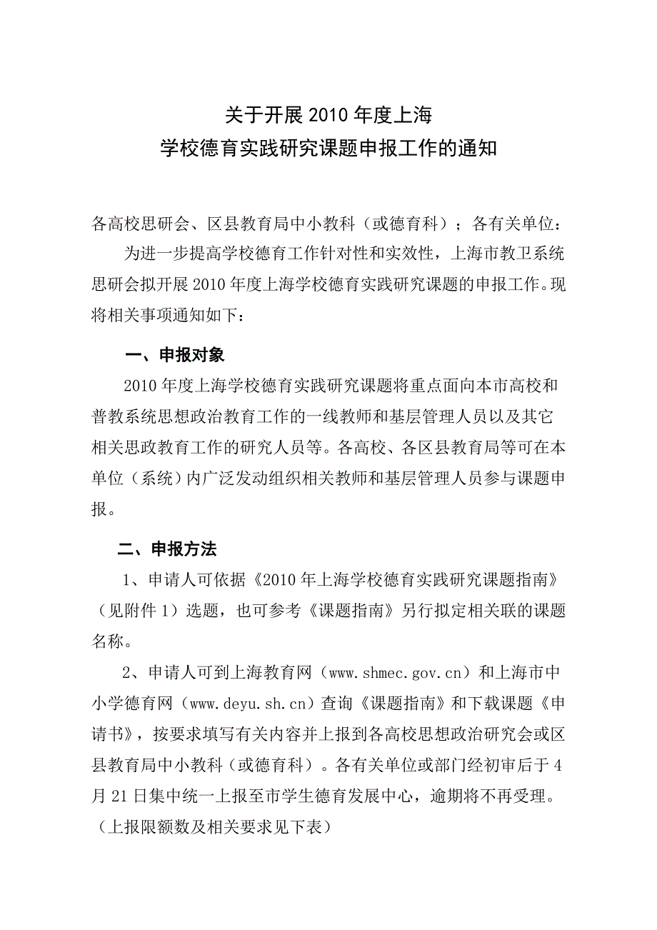 上海学校德育实践研究课题申报工作的通知资料_第1页
