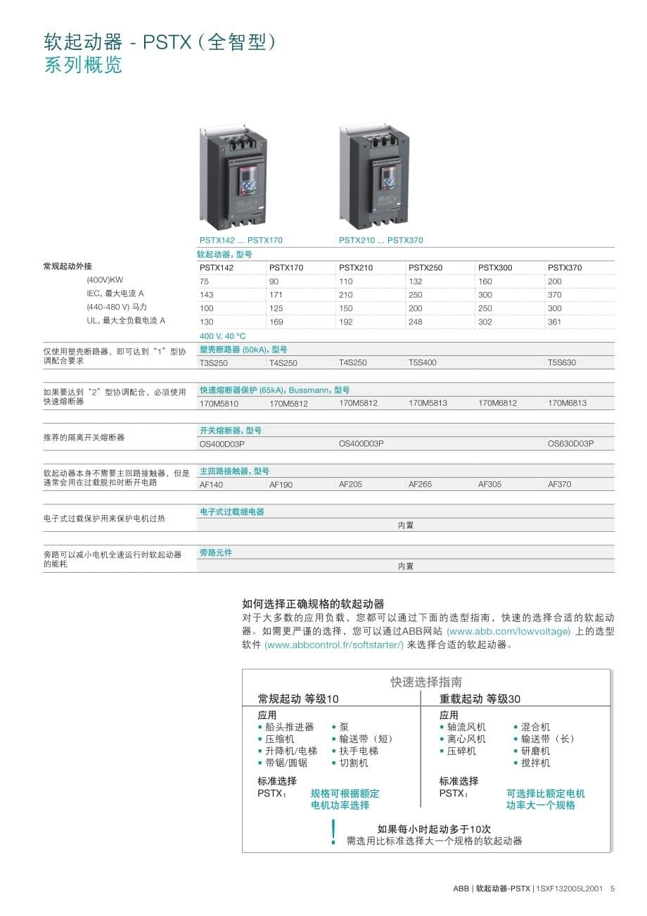 pstx软起动器选型手册_第5页