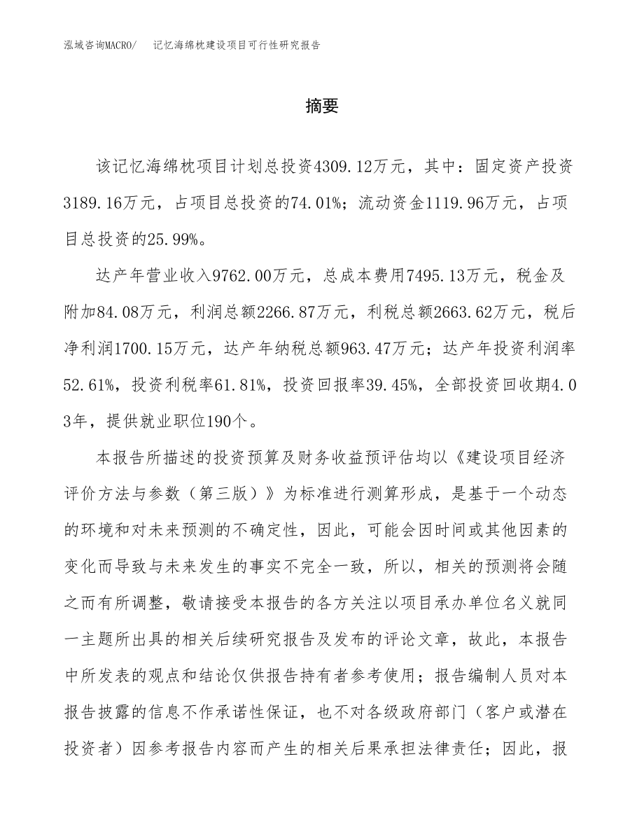 记忆海绵枕建设项目可行性研究报告模板               （总投资4000万元）_第2页