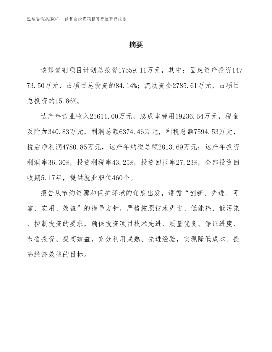 修复剂投资项目可行性研究报告(参考模板分析).docx_第2页