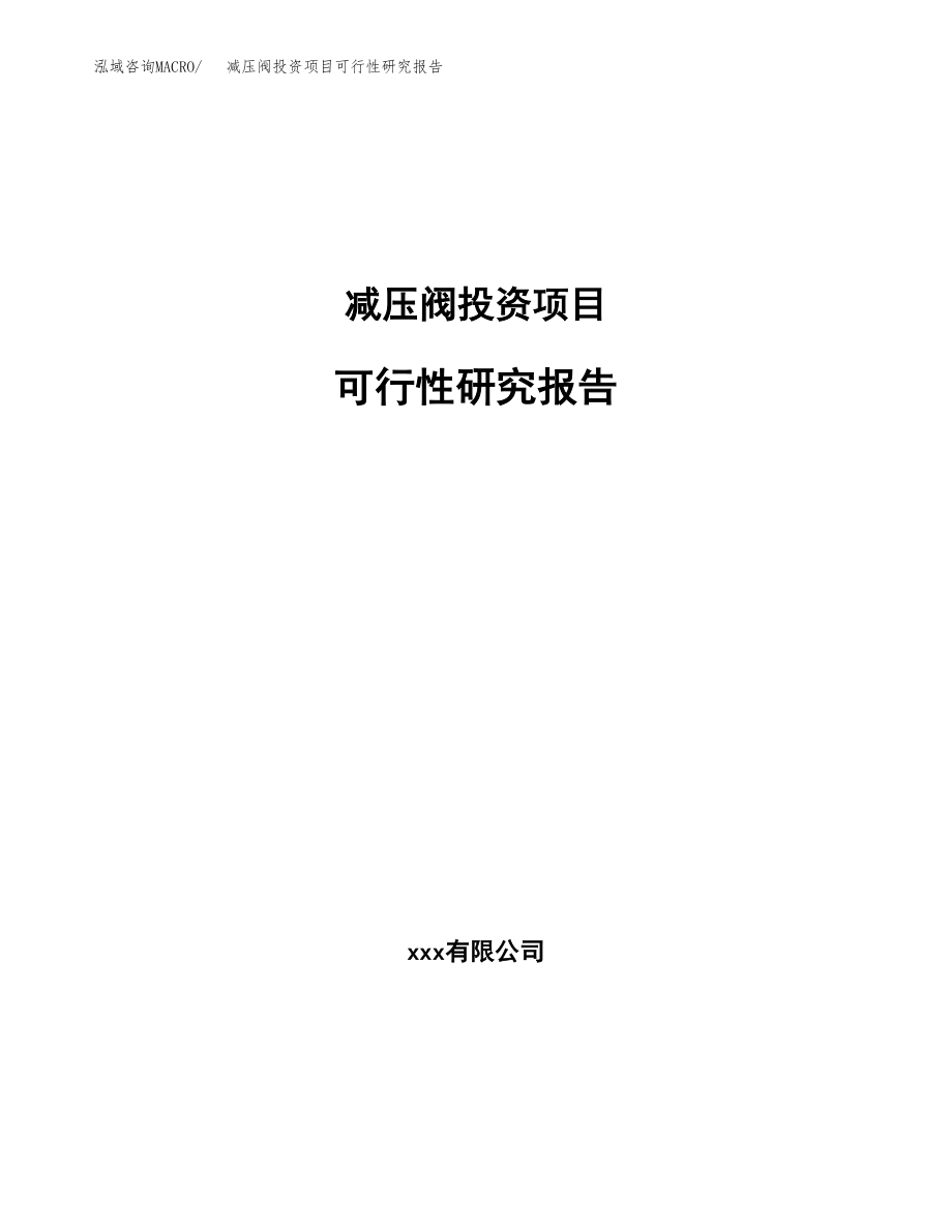 减压阀投资项目可行性研究报告(参考模板分析).docx_第1页