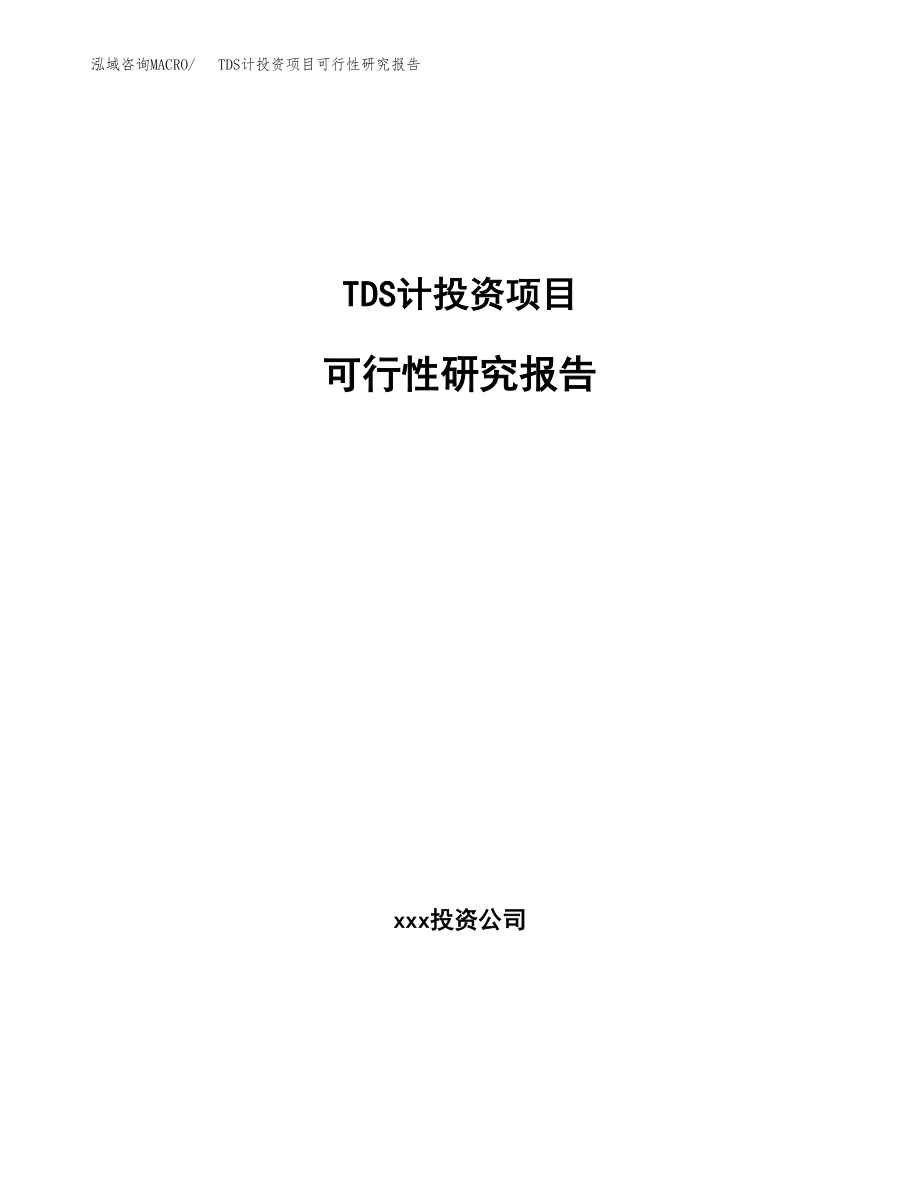 TDS计投资项目可行性研究报告(参考模板分析).docx_第1页