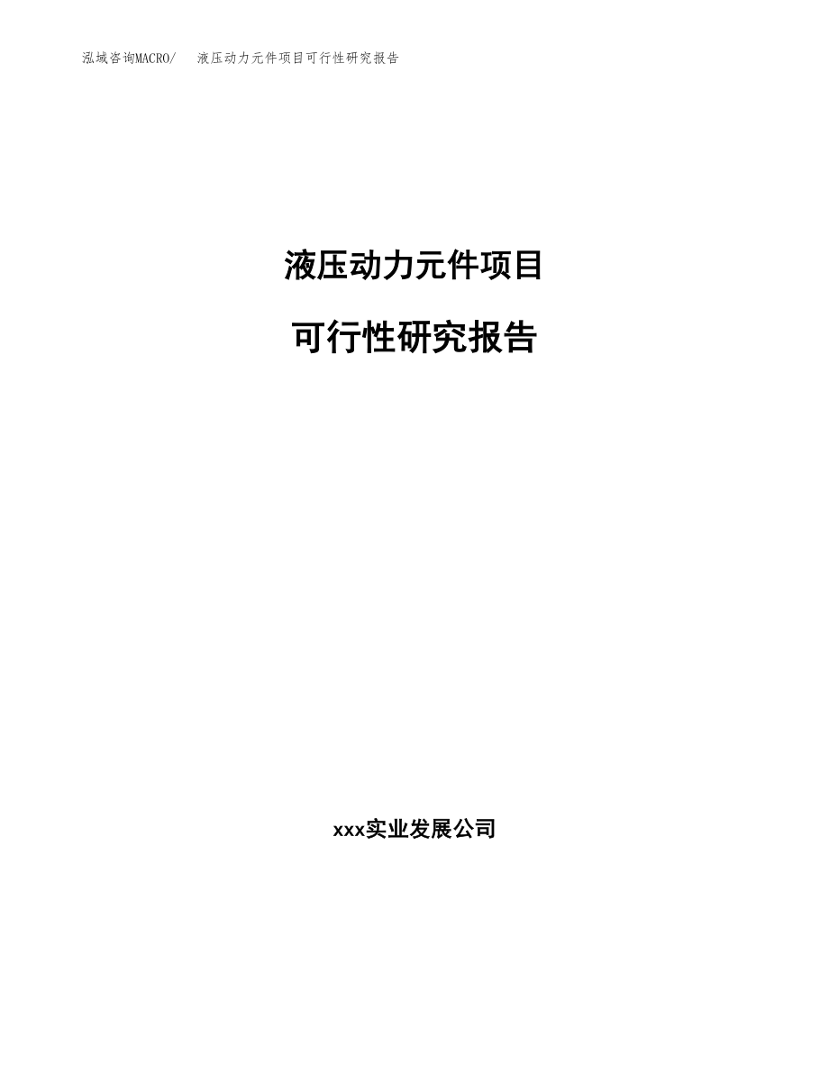 液压动力元件项目可行性研究报告（投资建厂申请）_第1页