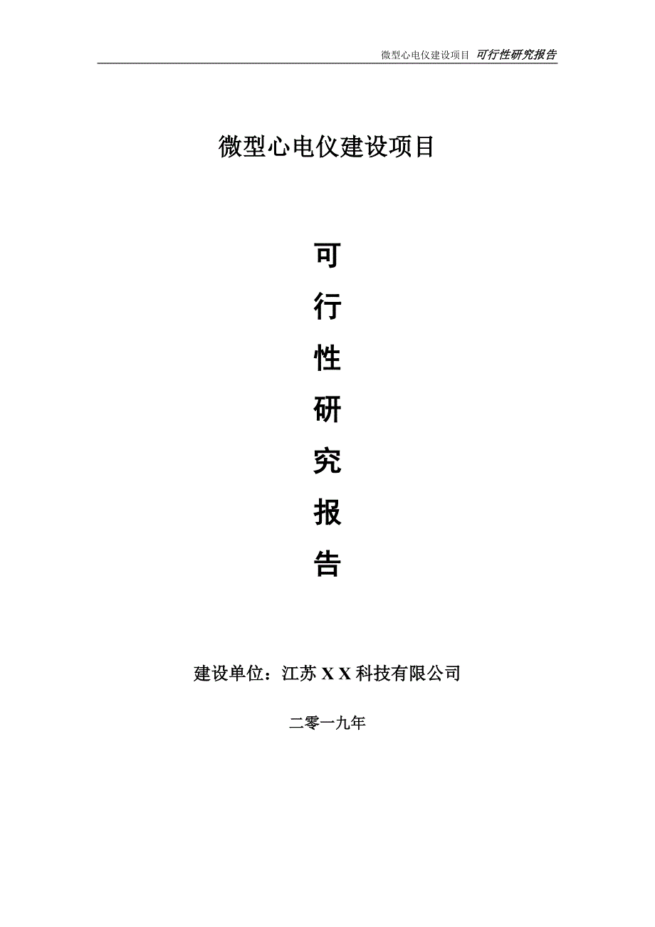 微型心电仪项目可行性研究报告【备案申请版】_第1页