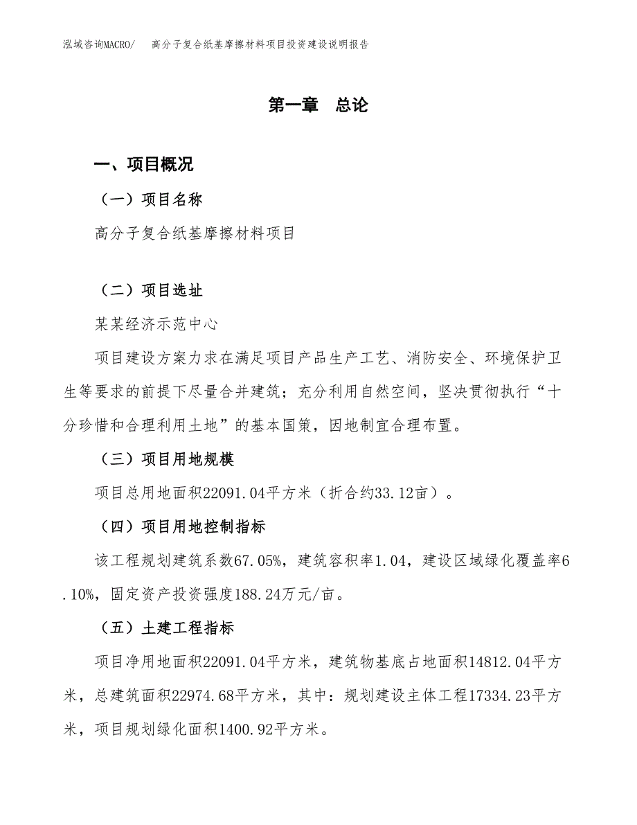 高分子复合纸基摩擦材料项目投资建设说明报告.docx_第1页