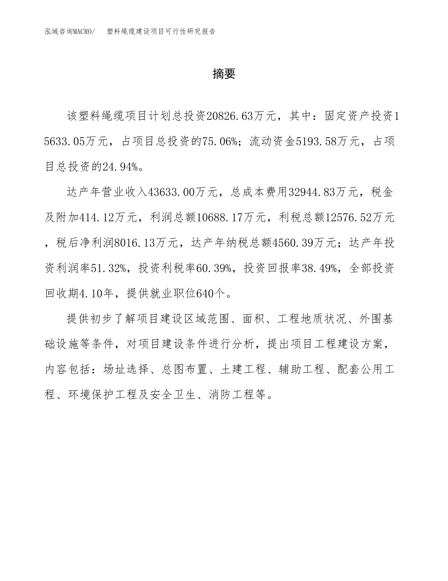 塑料绳缆建设项目可行性研究报告模板               （总投资21000万元）_第2页